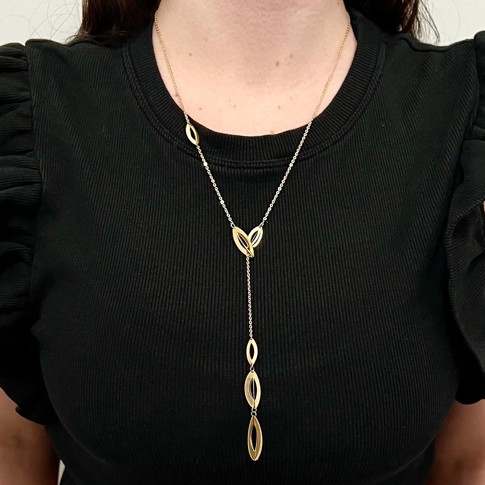 Vintage 14 Karat Yellow Gold Lariat Necklace