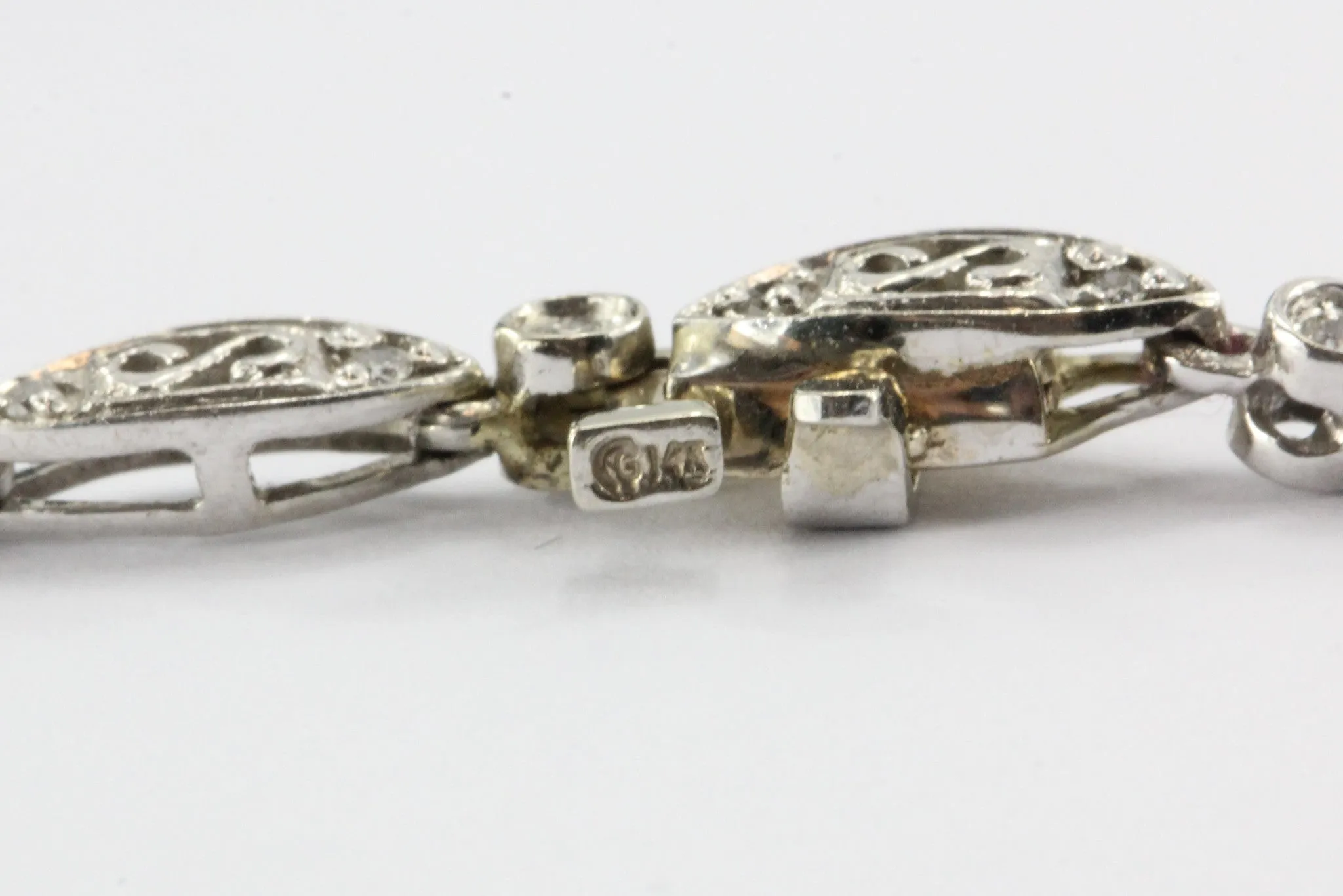 Vintage 14K White Gold & Diamond 2 CTW Belle Epoque Style Necklace
