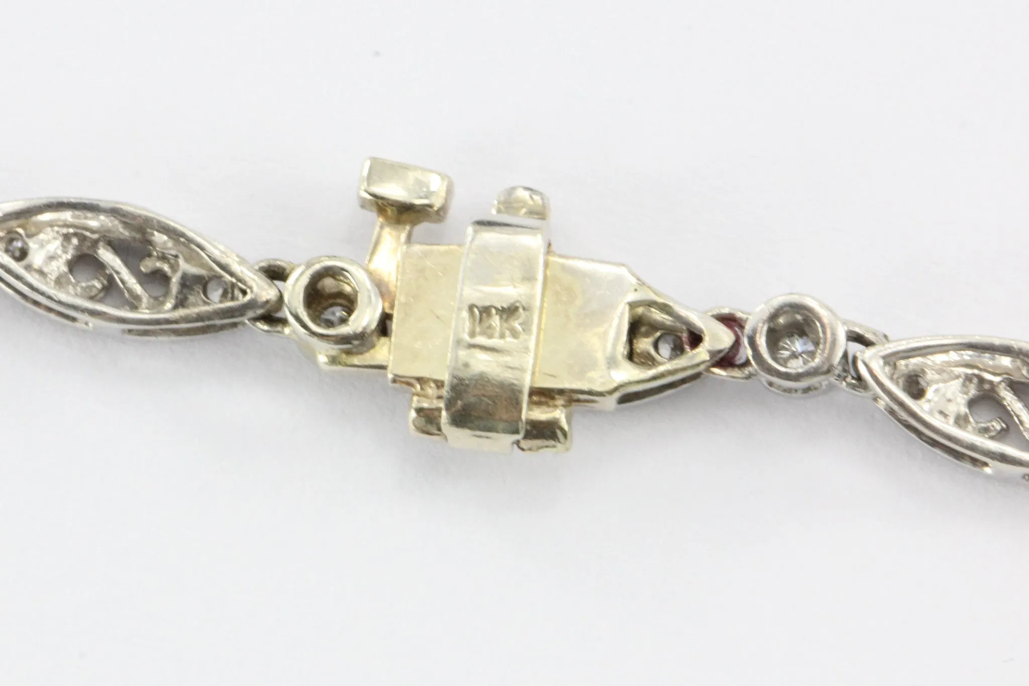 Vintage 14K White Gold & Diamond 2 CTW Belle Epoque Style Necklace