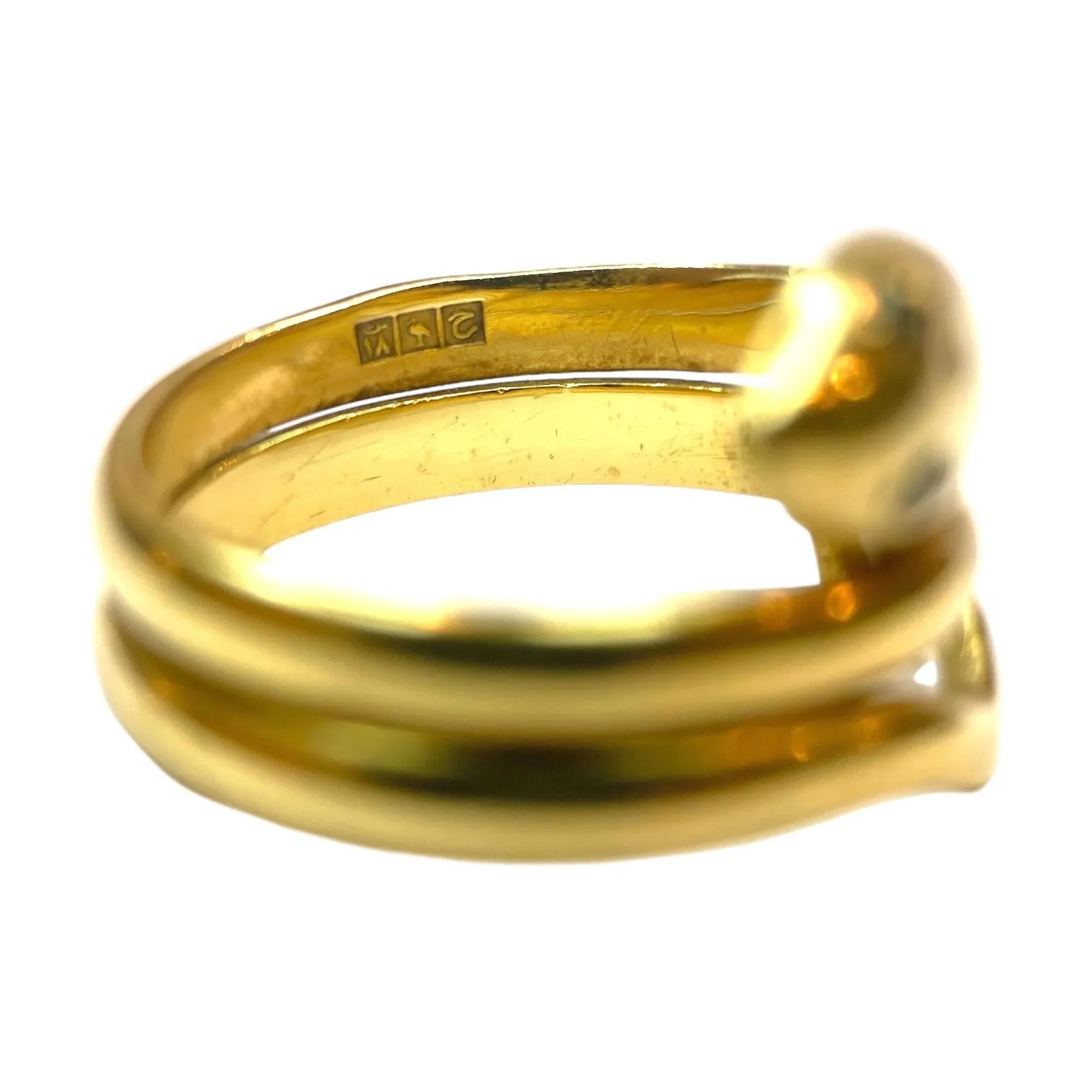Vintage 18K Snake Ring with Emerald Eyes
