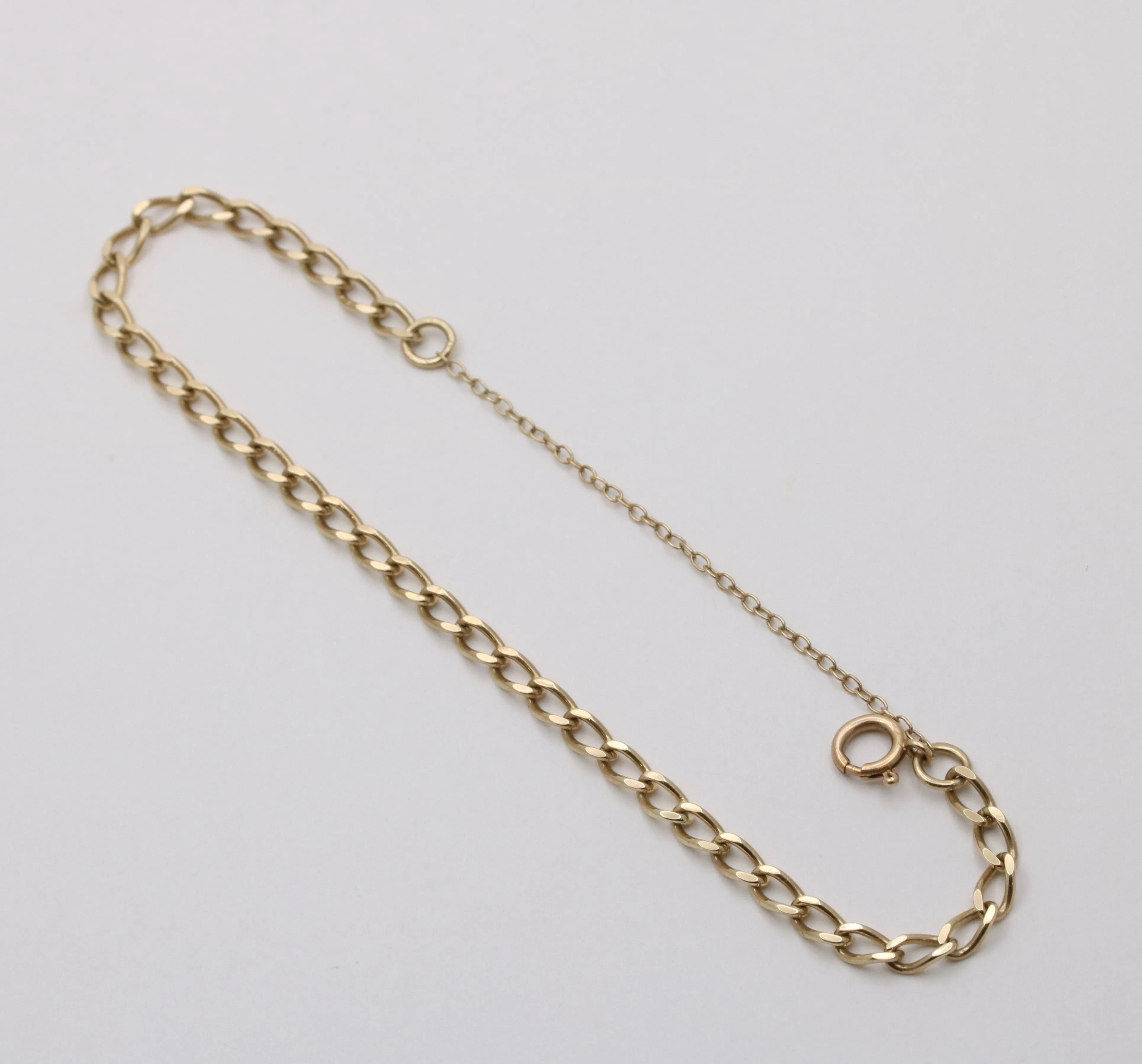 Vintage English 9K Curvy Open Link Bracelet, 7” Long