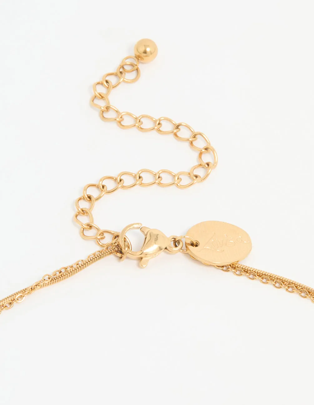 Waterproof Gold Plated Stainless Steel Bar & Coin Pendant Necklace