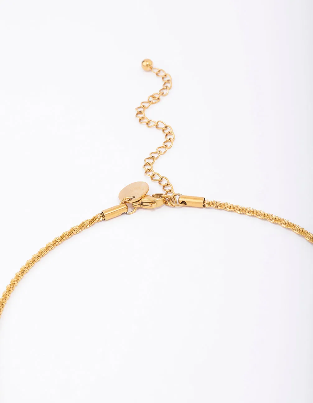 Waterproof Gold Plated Stainless Steel Diamond Cut Twisted Necklace