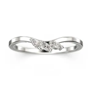 Wedding Band 0.12 ct Diamond Moissanite Ring Three Marquise Stones 18K Gold Over Silver