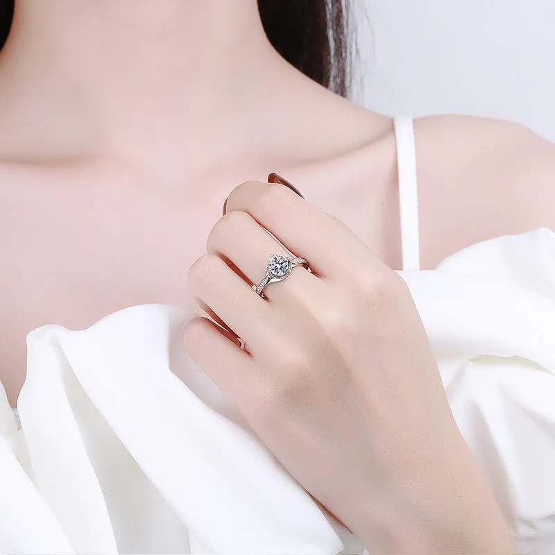 Wedding Band Smooth Flower Bud Moissanite Ring