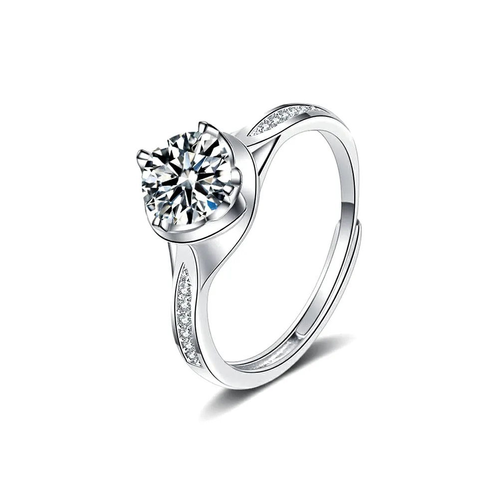 Wedding Band Smooth Flower Bud Moissanite Ring