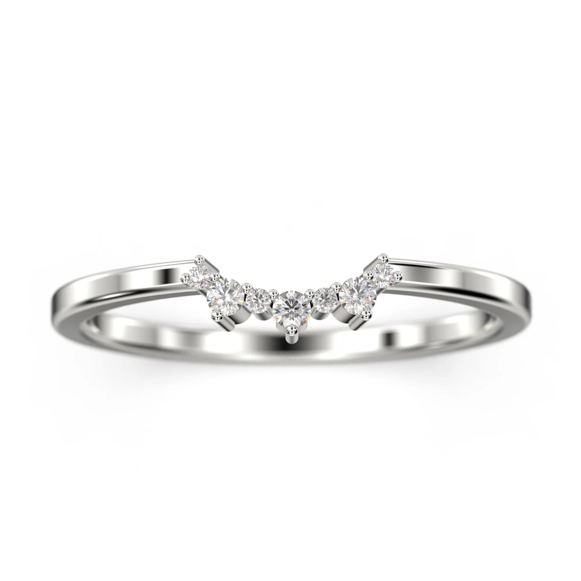 Wedding Ring 0.10 ct Moissanite Diamond 18K Gold Over Silver Wedding Band