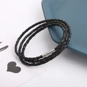 Weiy Leather Braided Bracelet Wristband Vintage Cuff Friendship Couple Bracelet