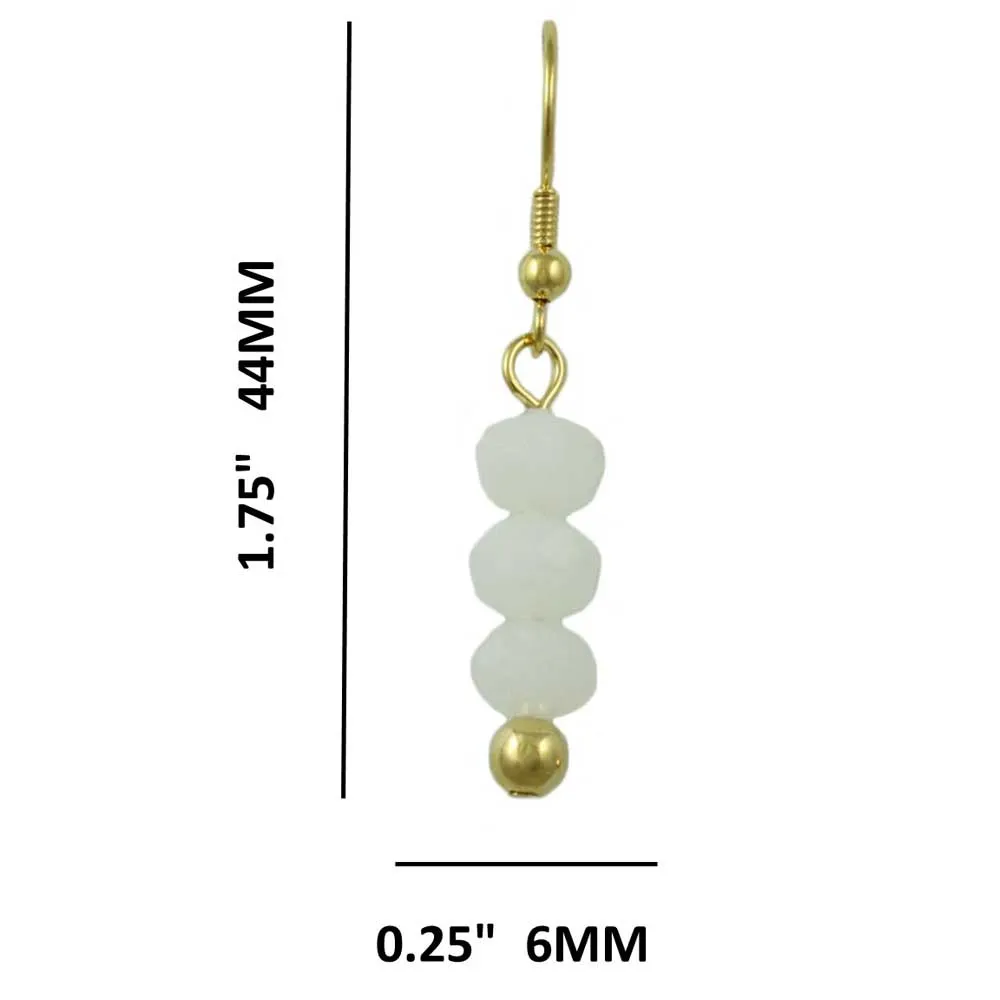 White Bead Dangling Fishhook Pierced Earring - BG401WE