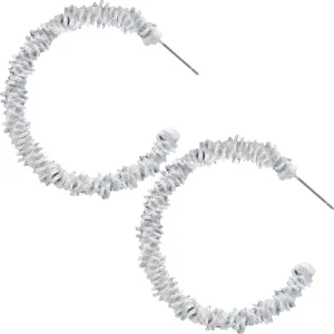 White Crinkle Mini Hoop Earrings