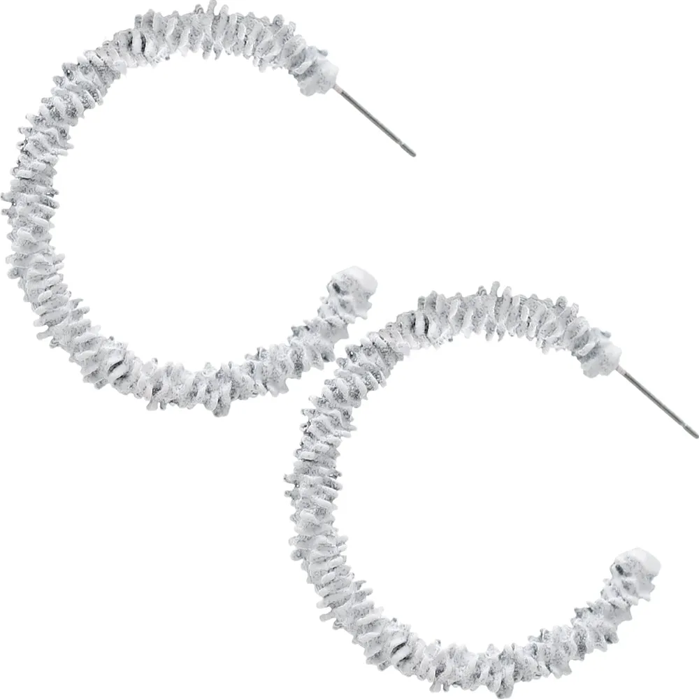 White Crinkle Mini Hoop Earrings