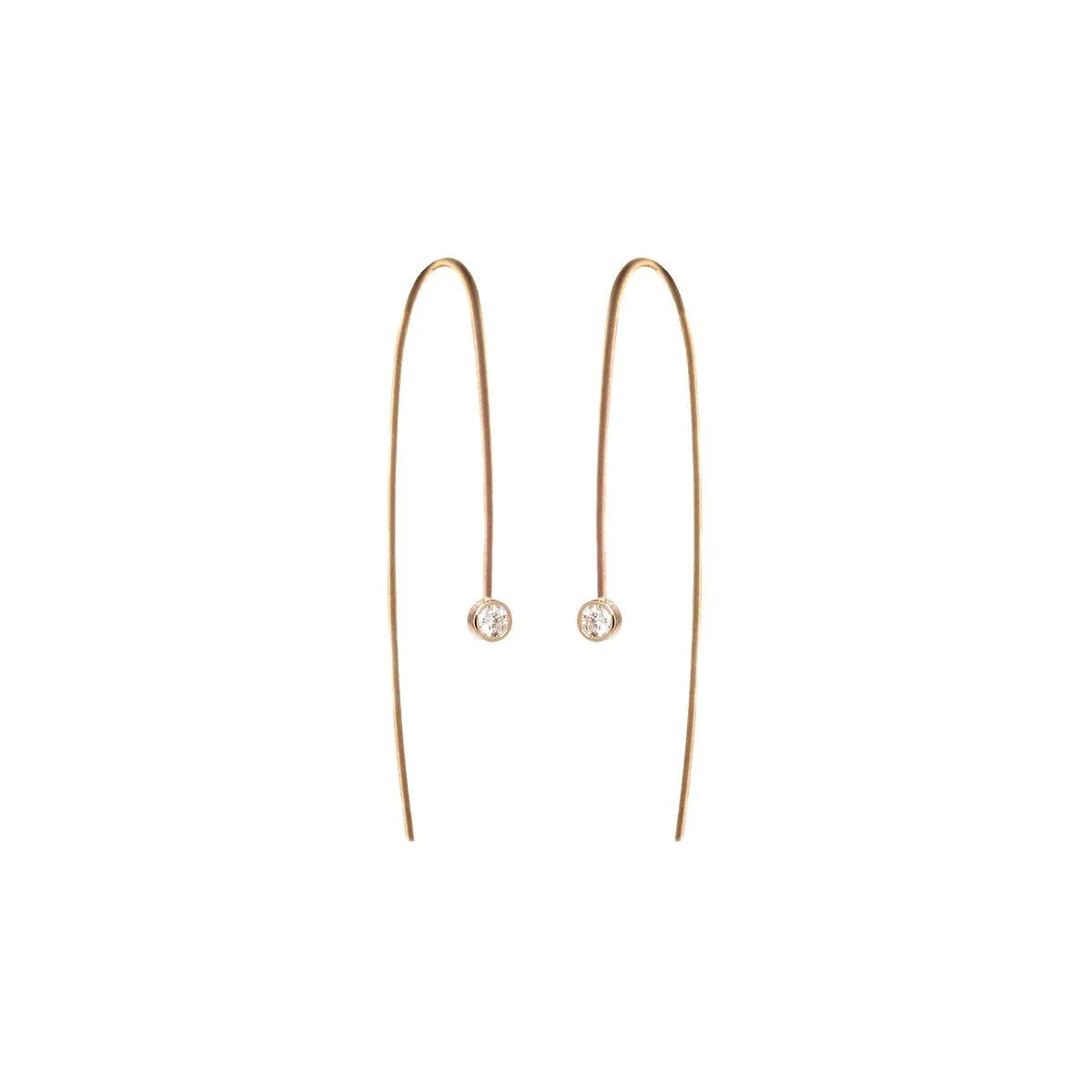 White Diamond Wire Earrings