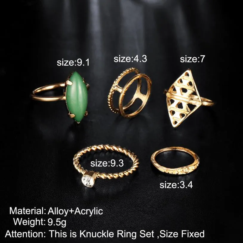 Women Green Stone 5 Piece Set