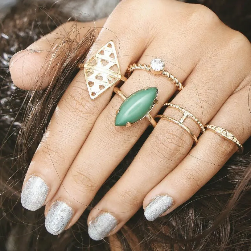 Women Green Stone 5 Piece Set
