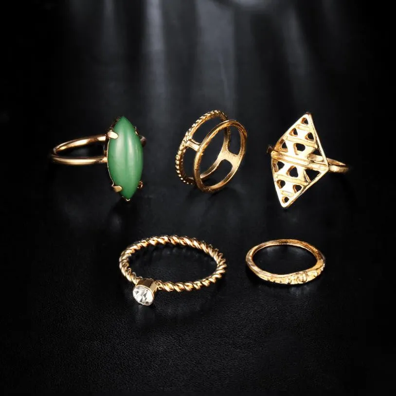 Women Green Stone 5 Piece Set