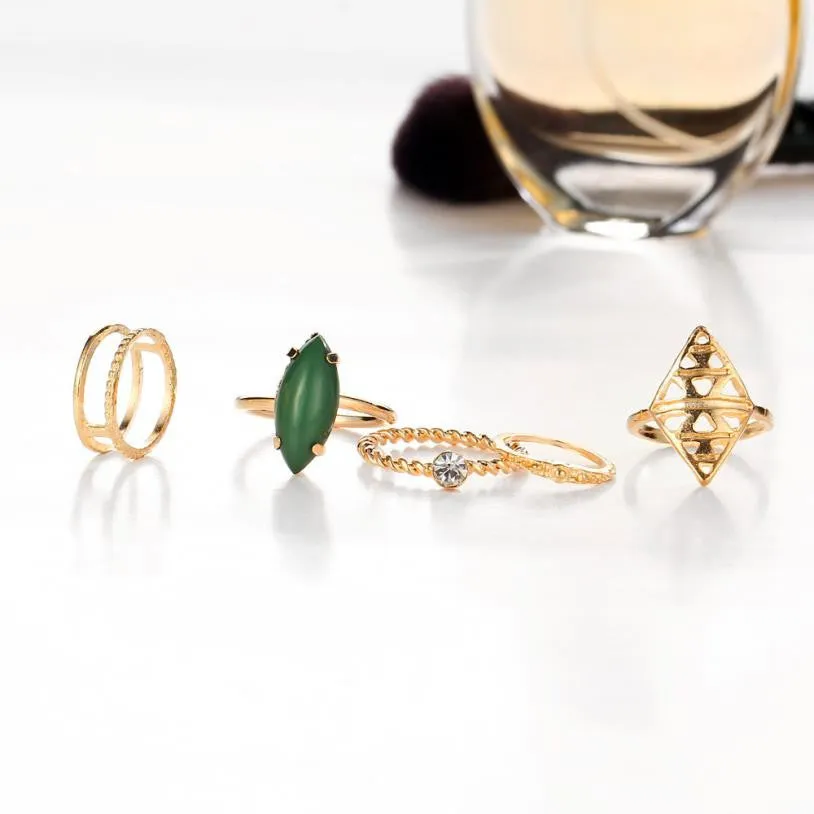 Women Green Stone 5 Piece Set