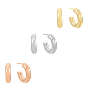 X Small Thick Hollow Hoop Earring Combo Set