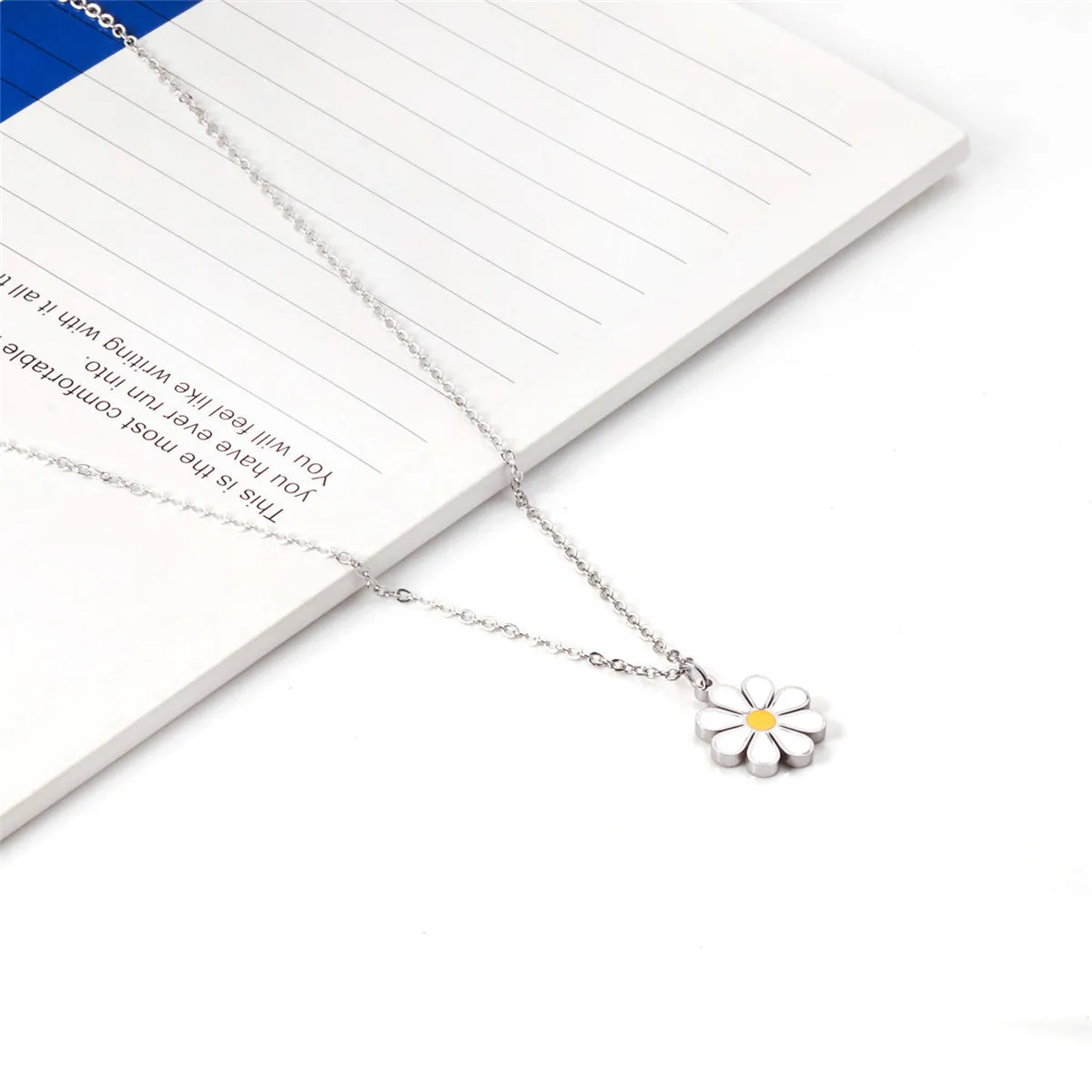 Yellow & Stainless Steel Mum Pendant Necklace
