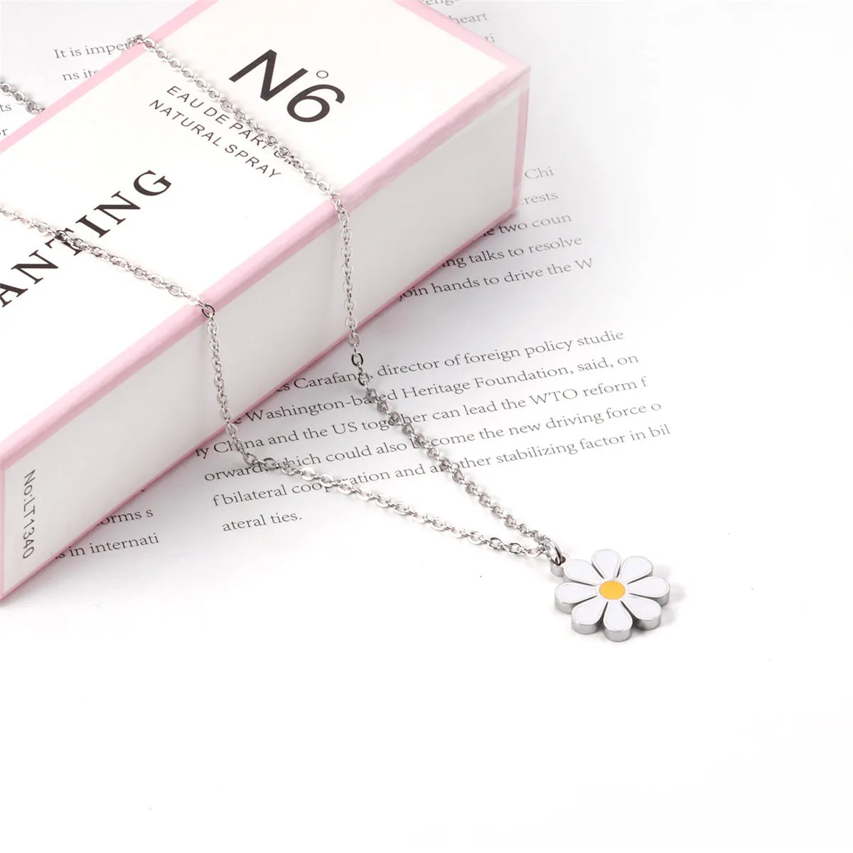 Yellow & Stainless Steel Mum Pendant Necklace