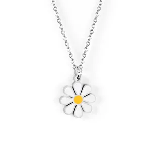 Yellow & Stainless Steel Mum Pendant Necklace