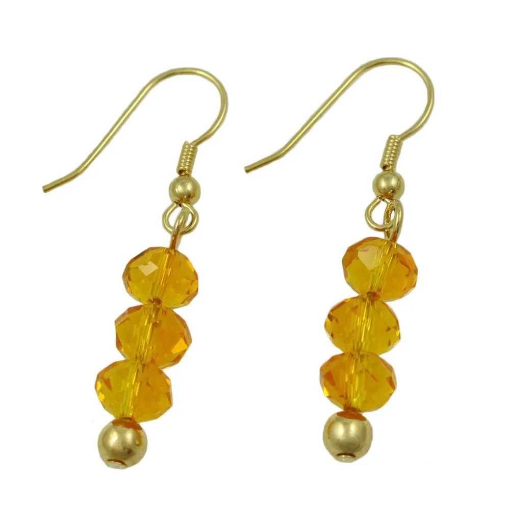 Yellow Bead Dangling Fishhook Pierced Earring - BG401YE