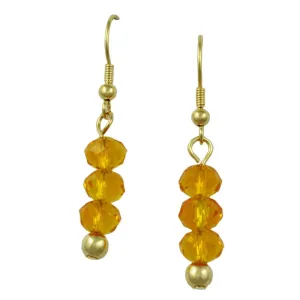 Yellow Bead Dangling Fishhook Pierced Earring - BG401YE