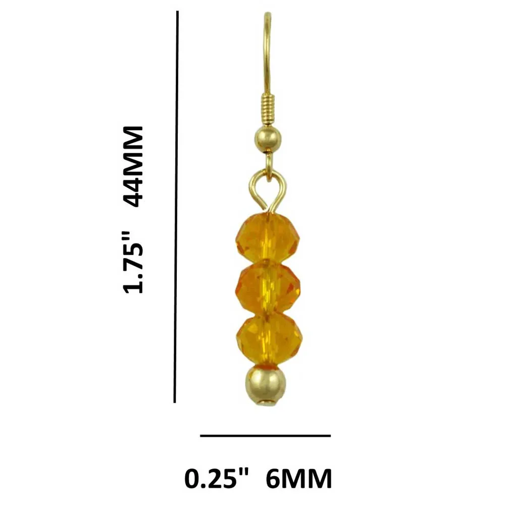 Yellow Bead Dangling Fishhook Pierced Earring - BG401YE