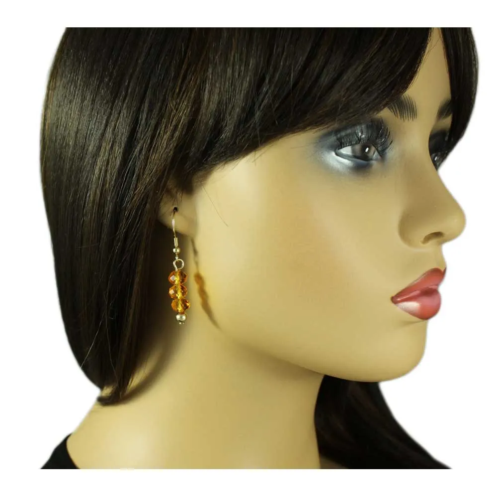 Yellow Bead Dangling Fishhook Pierced Earring - BG401YE