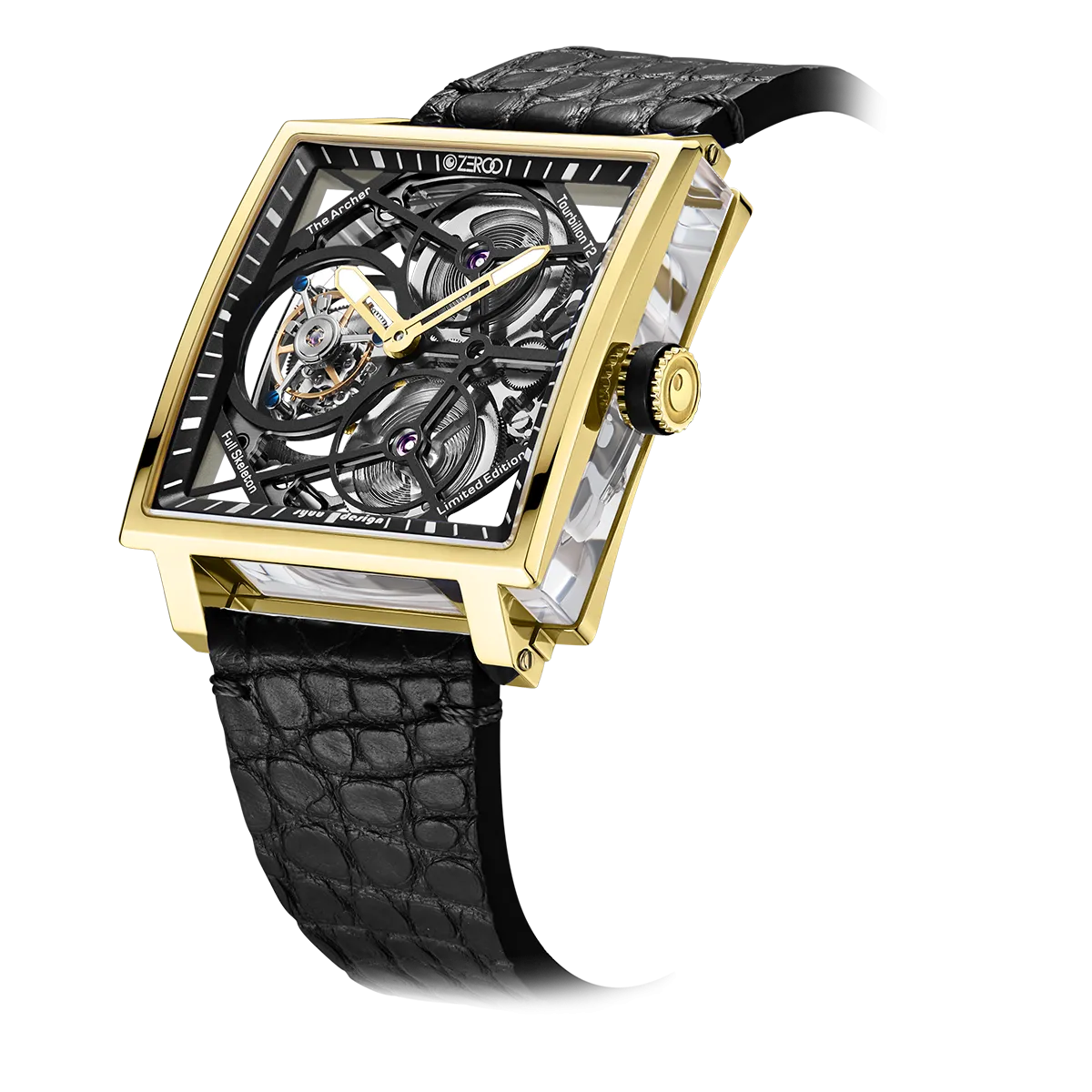 ZEROO T1 THE ARCHER FULL SKELETON TOURBILLONMANUAL TOURBILLON WATCH FOR GENTS - ZT002GBK
