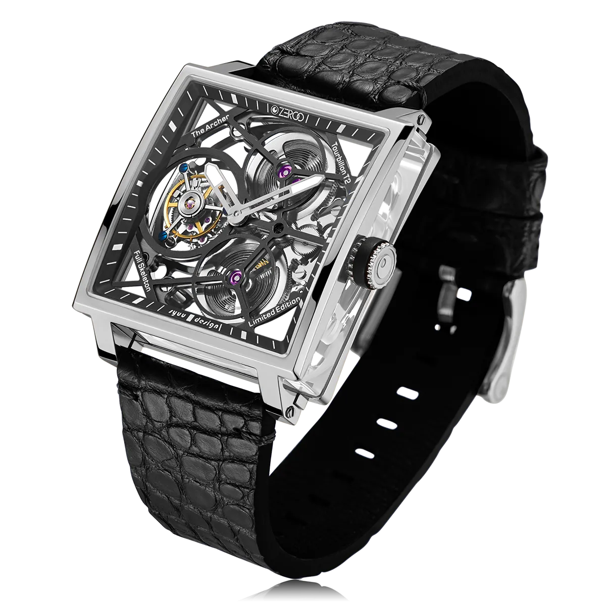 ZEROO T1 THE ARCHER FULL SKELETON TOURBILLONMANUAL TOURBILLON WATCH FOR GENTS - ZT002SBK