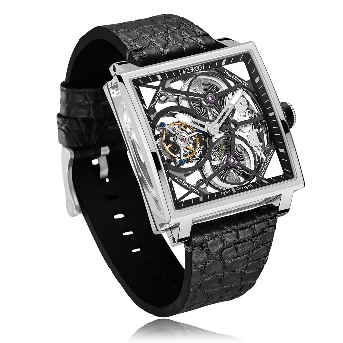 ZEROO T1 THE ARCHER FULL SKELETON TOURBILLONMANUAL TOURBILLON WATCH FOR GENTS - ZT002SBK