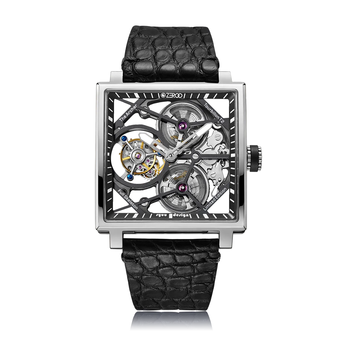 ZEROO T1 THE ARCHER FULL SKELETON TOURBILLONMANUAL TOURBILLON WATCH FOR GENTS - ZT002SBK