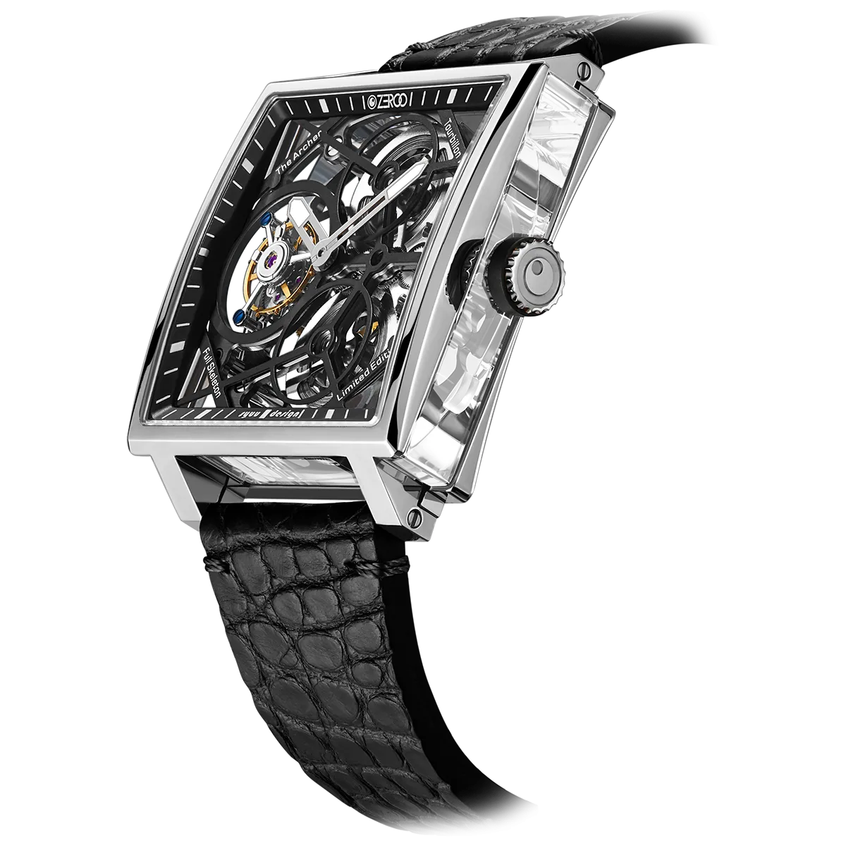 ZEROO T1 THE ARCHER FULL SKELETON TOURBILLONMANUAL TOURBILLON WATCH FOR GENTS - ZT002SBK