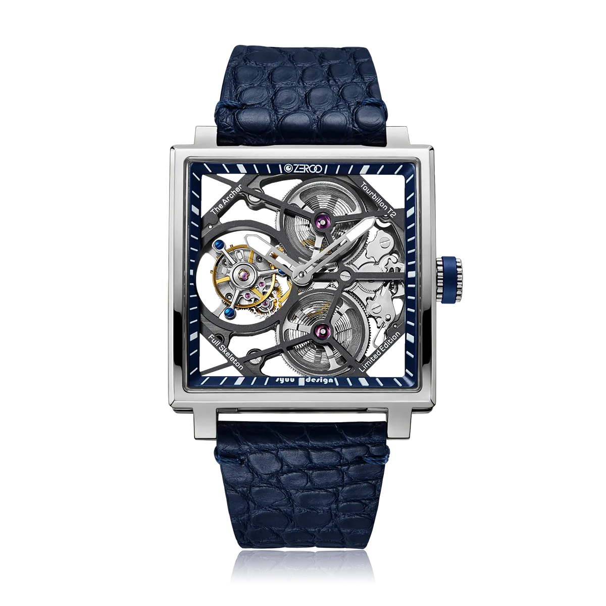 ZEROO T1 THE ARCHER FULL SKELETON TOURBILLONMANUAL TOURBILLON WATCH FOR GENTS - ZT002SBL