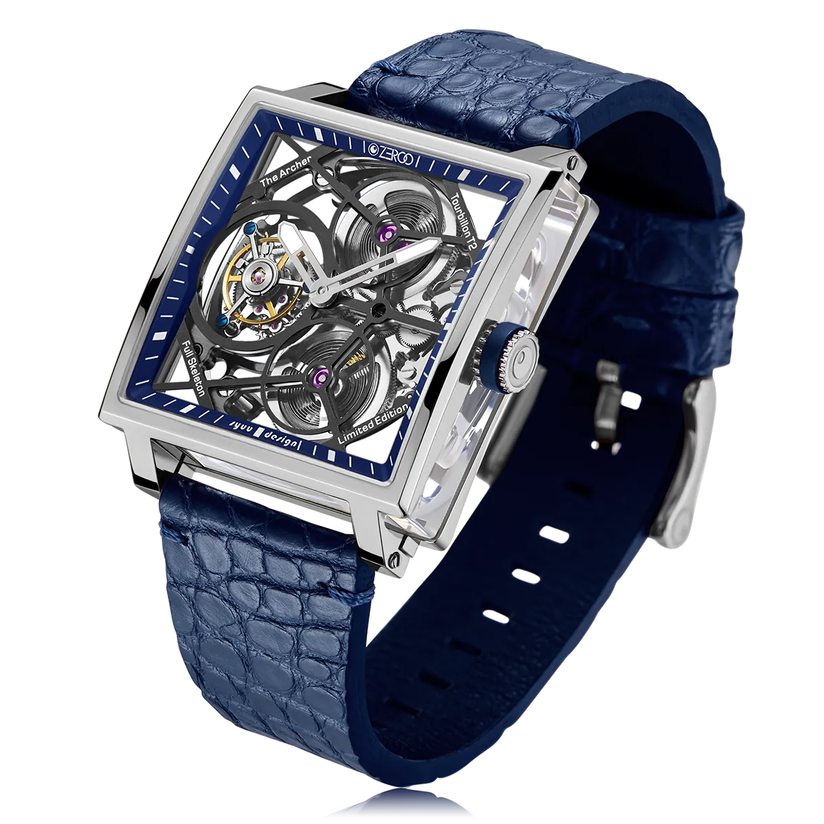 ZEROO T1 THE ARCHER FULL SKELETON TOURBILLONMANUAL TOURBILLON WATCH FOR GENTS - ZT002SBL
