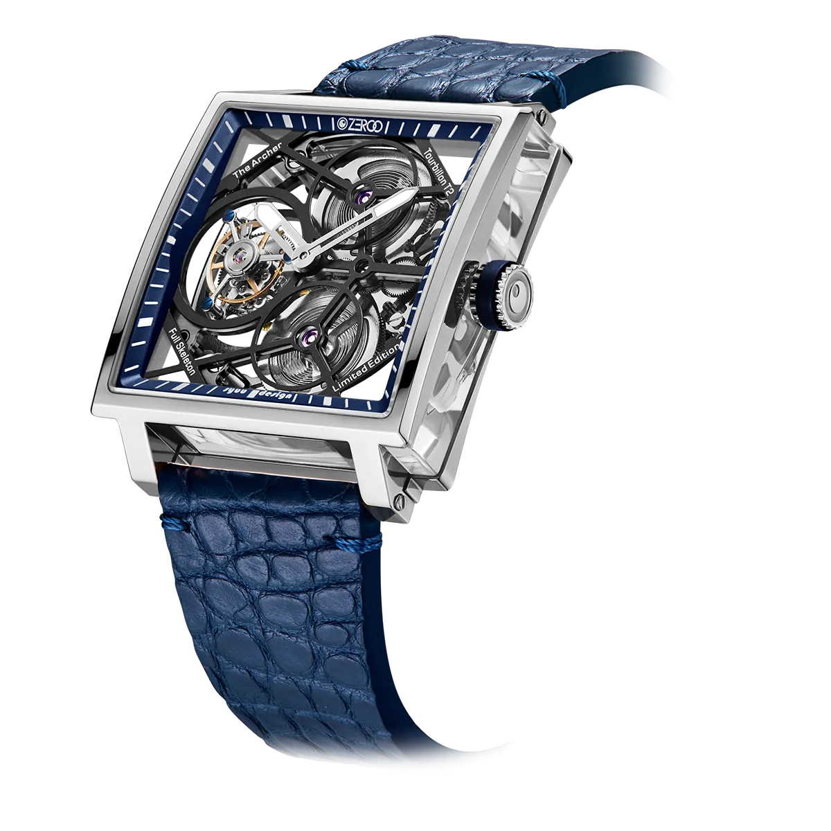 ZEROO T1 THE ARCHER FULL SKELETON TOURBILLONMANUAL TOURBILLON WATCH FOR GENTS - ZT002SBL