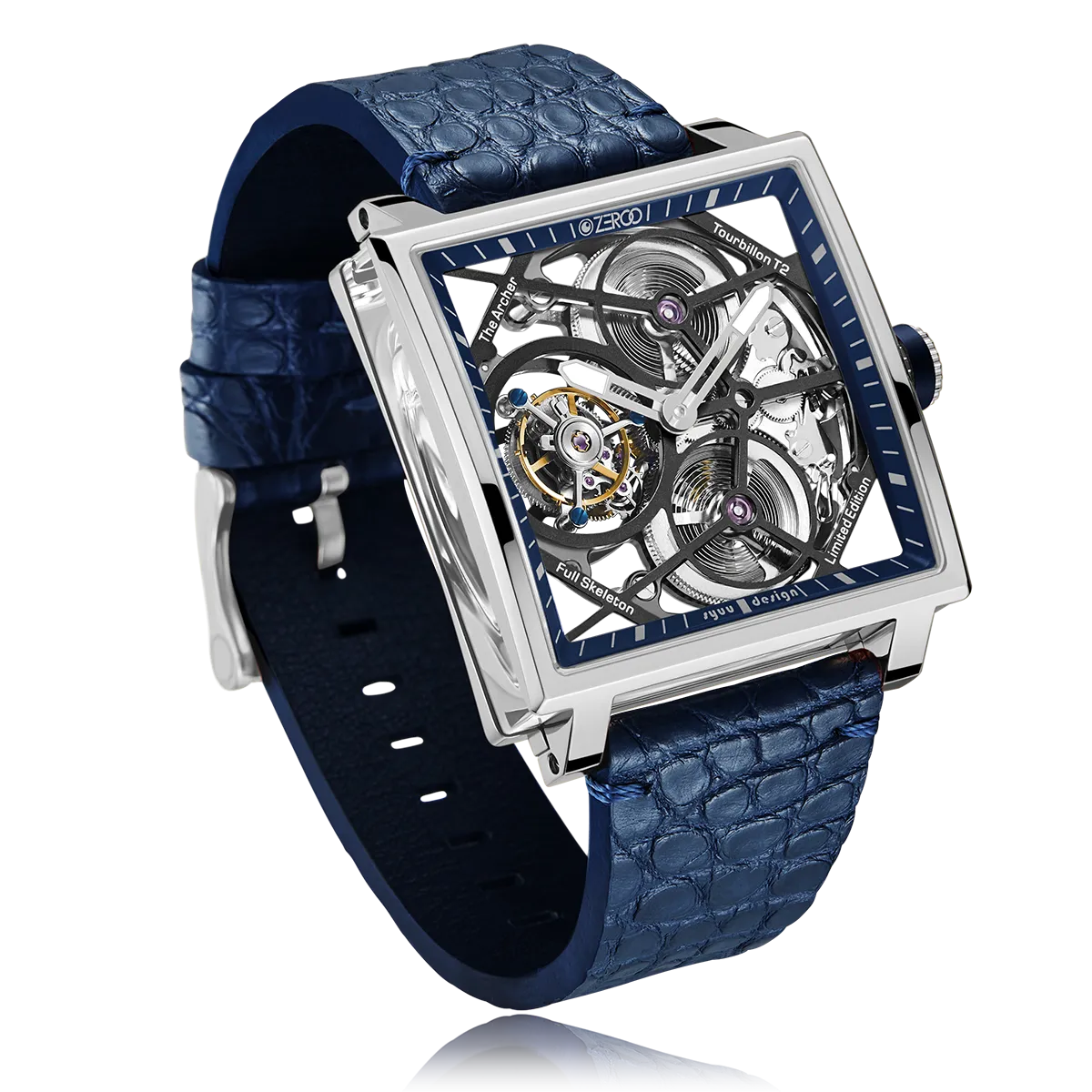 ZEROO T1 THE ARCHER FULL SKELETON TOURBILLONMANUAL TOURBILLON WATCH FOR GENTS - ZT002SBL