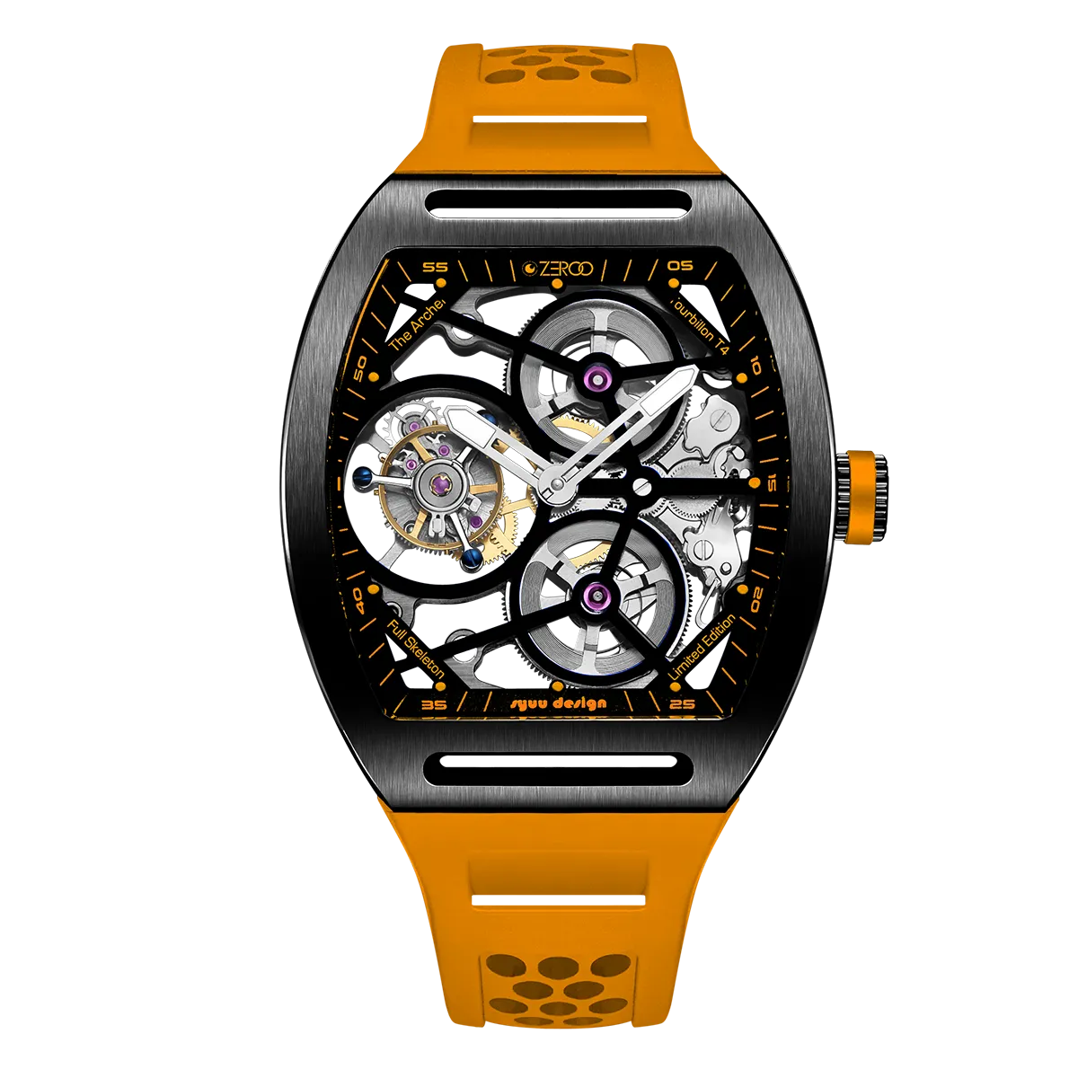 ZEROO T4 THE ARCHER FULL SKELETON TOURBILLONMANUAL TOURBILLON WATCH FOR GENTS - ZT004BOR