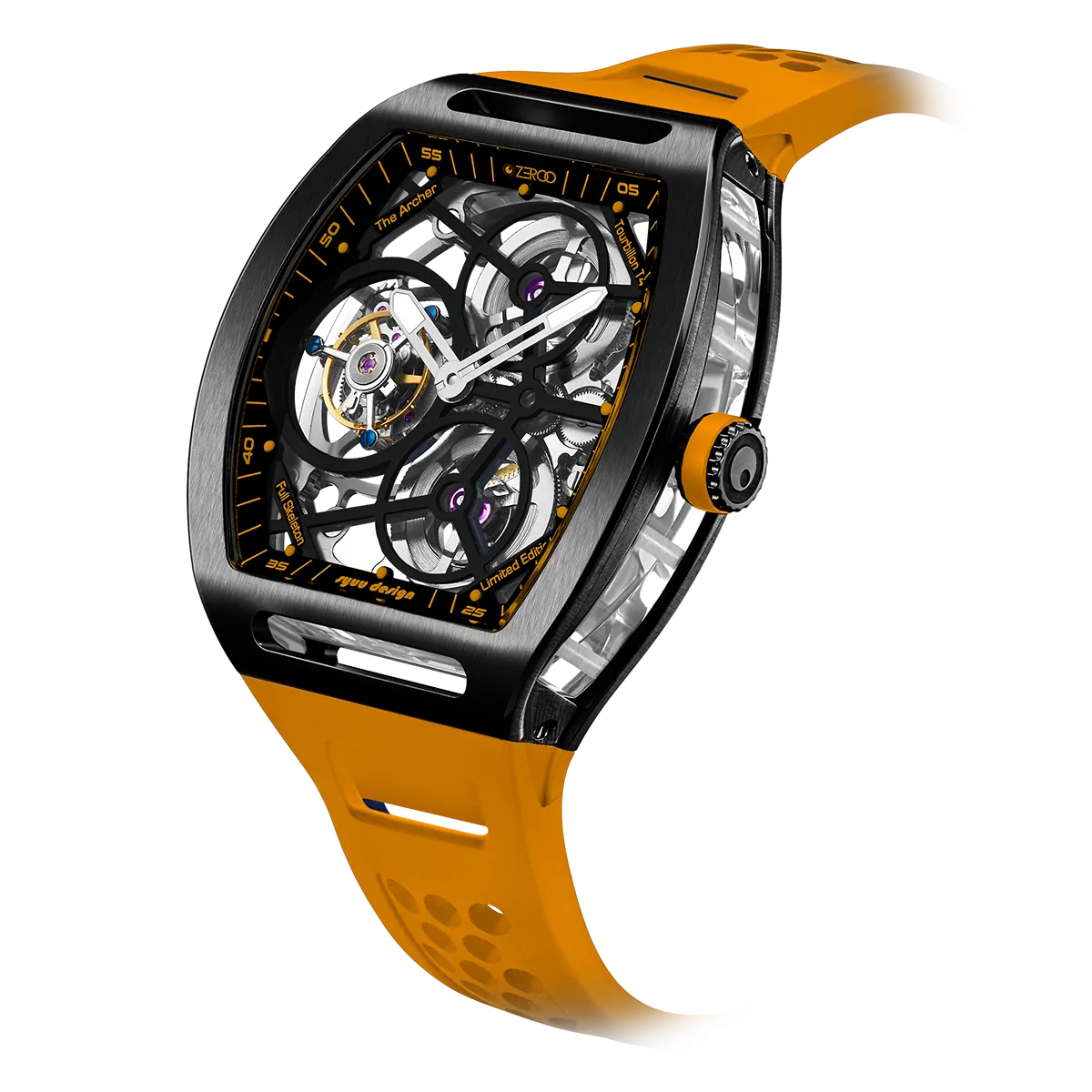 ZEROO T4 THE ARCHER FULL SKELETON TOURBILLONMANUAL TOURBILLON WATCH FOR GENTS - ZT004BOR