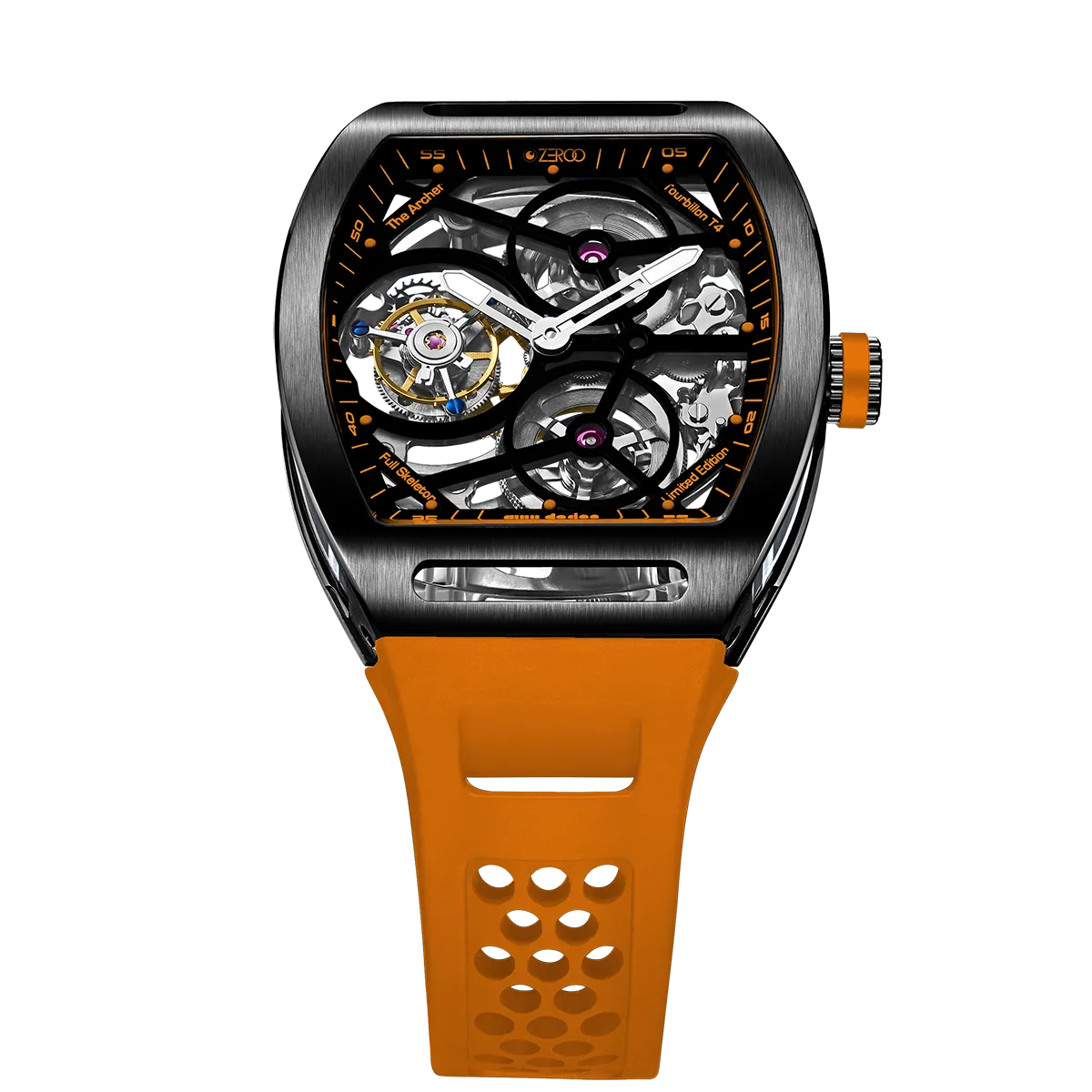 ZEROO T4 THE ARCHER FULL SKELETON TOURBILLONMANUAL TOURBILLON WATCH FOR GENTS - ZT004BOR