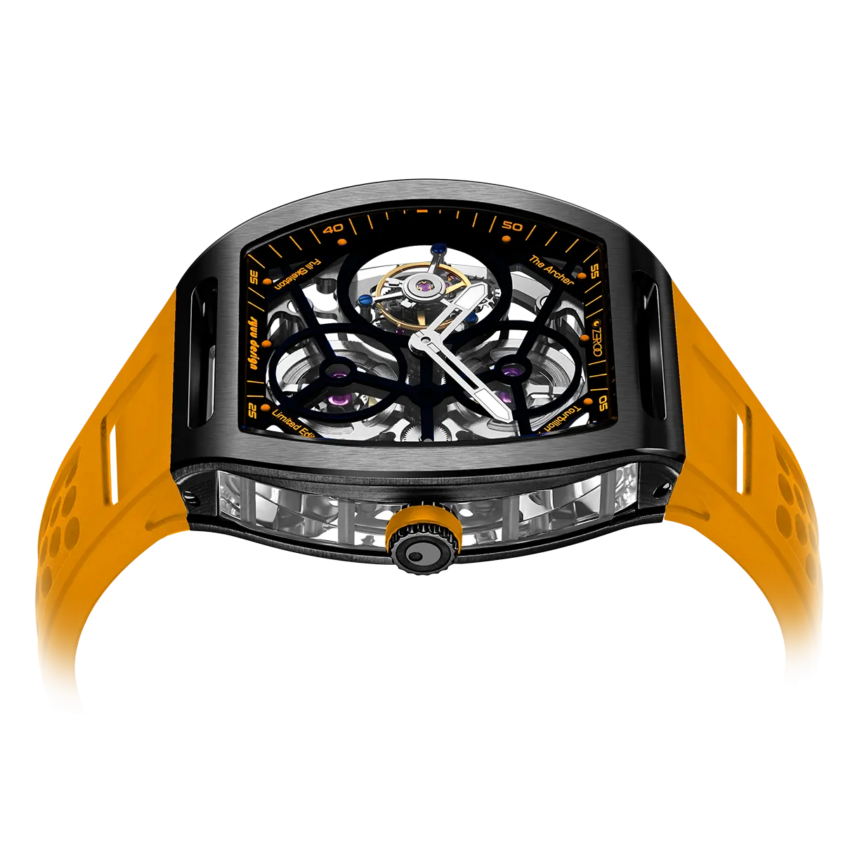 ZEROO T4 THE ARCHER FULL SKELETON TOURBILLONMANUAL TOURBILLON WATCH FOR GENTS - ZT004BOR