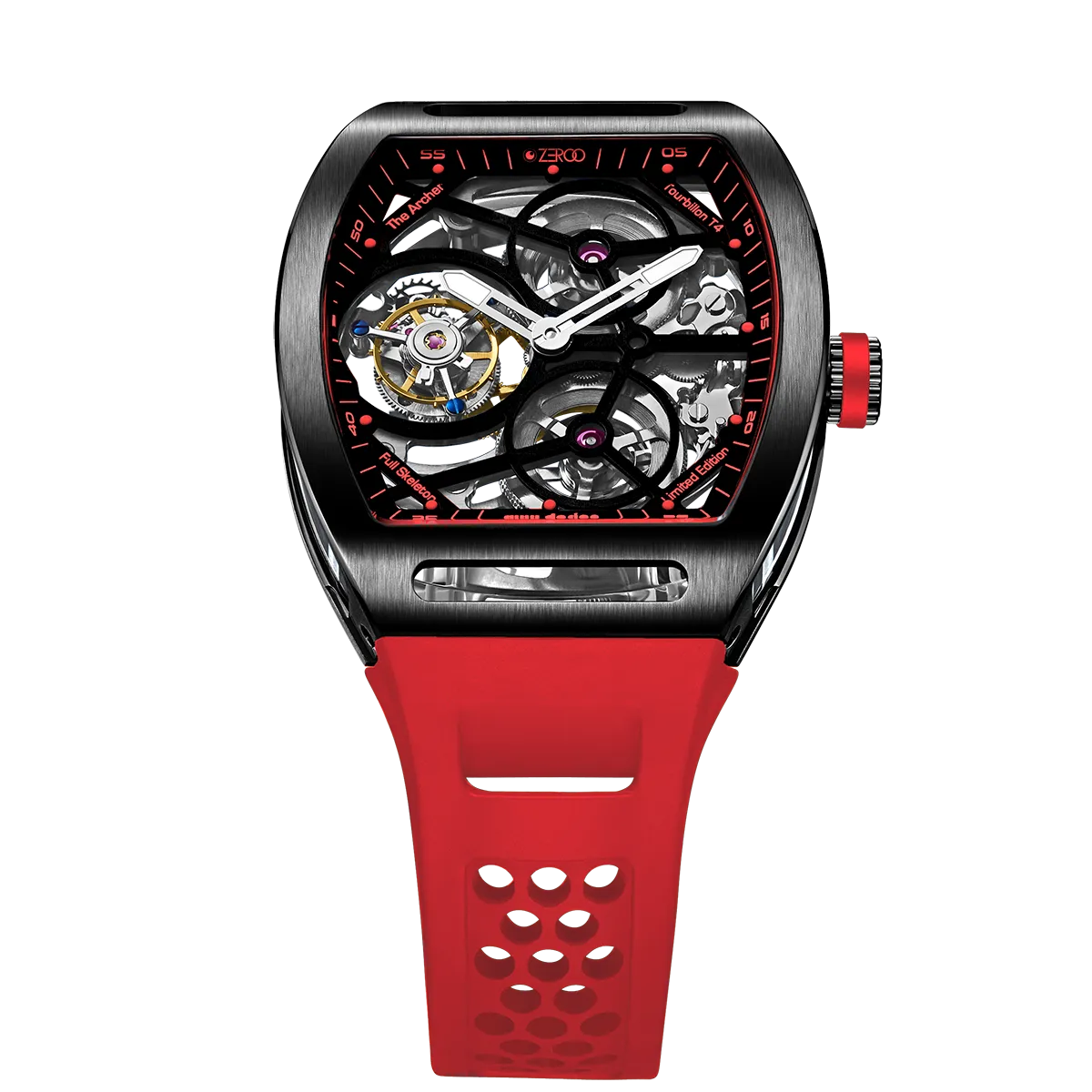 ZEROO T4 THE ARCHER FULL SKELETON TOURBILLONMANUAL TOURBILLON WATCH FOR GENTS - ZT004BRD