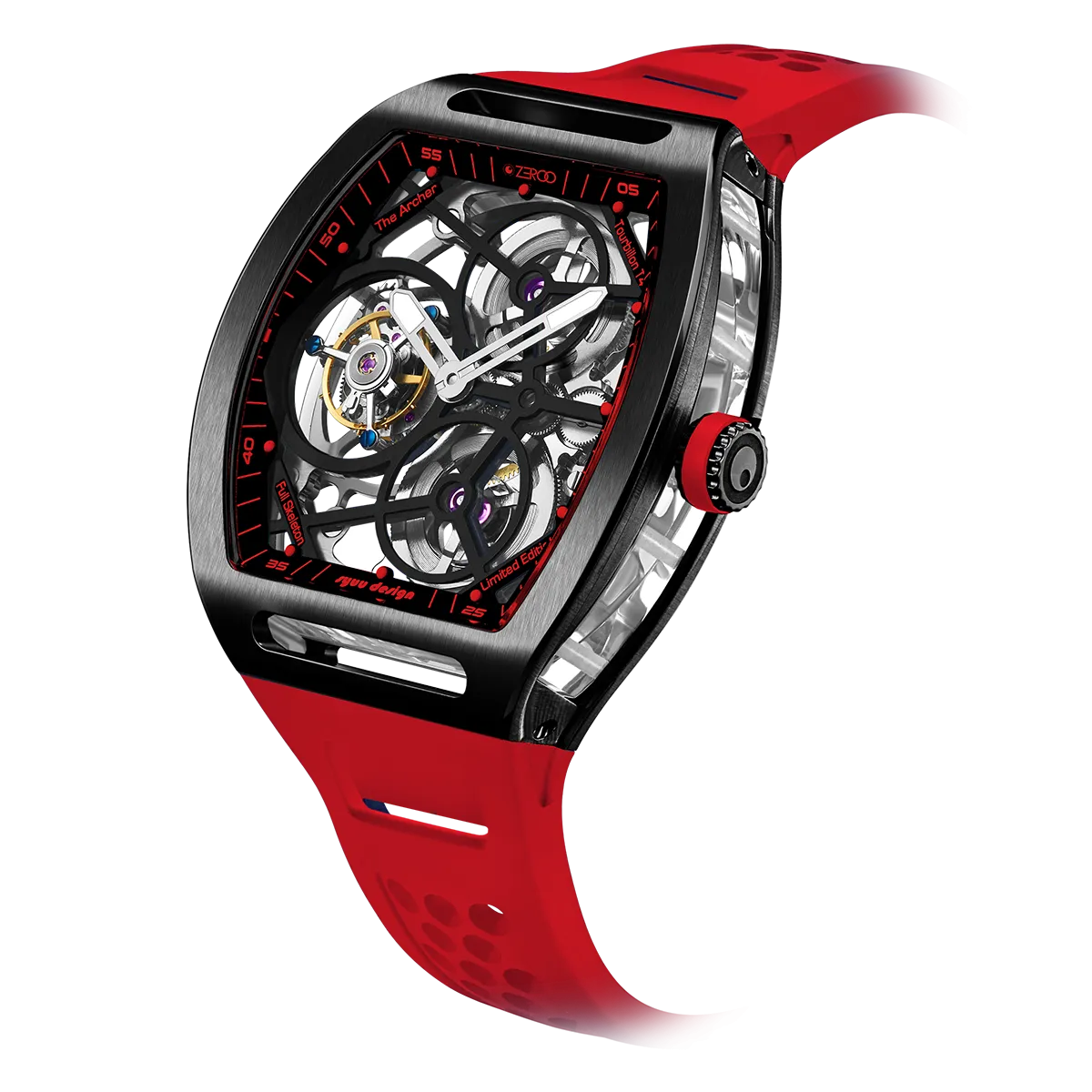 ZEROO T4 THE ARCHER FULL SKELETON TOURBILLONMANUAL TOURBILLON WATCH FOR GENTS - ZT004BRD