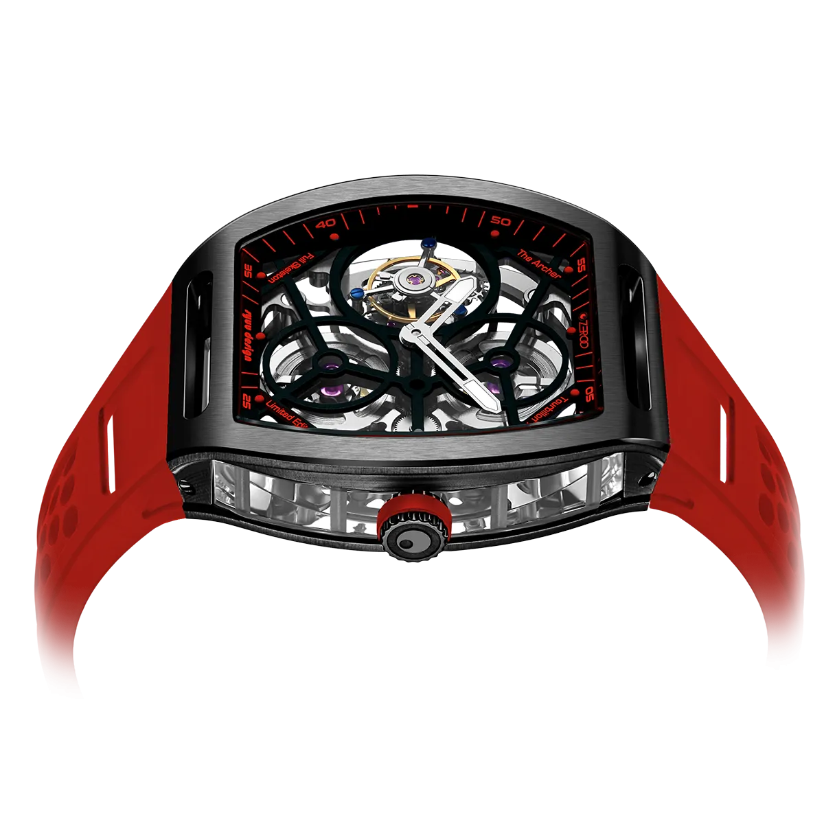 ZEROO T4 THE ARCHER FULL SKELETON TOURBILLONMANUAL TOURBILLON WATCH FOR GENTS - ZT004BRD