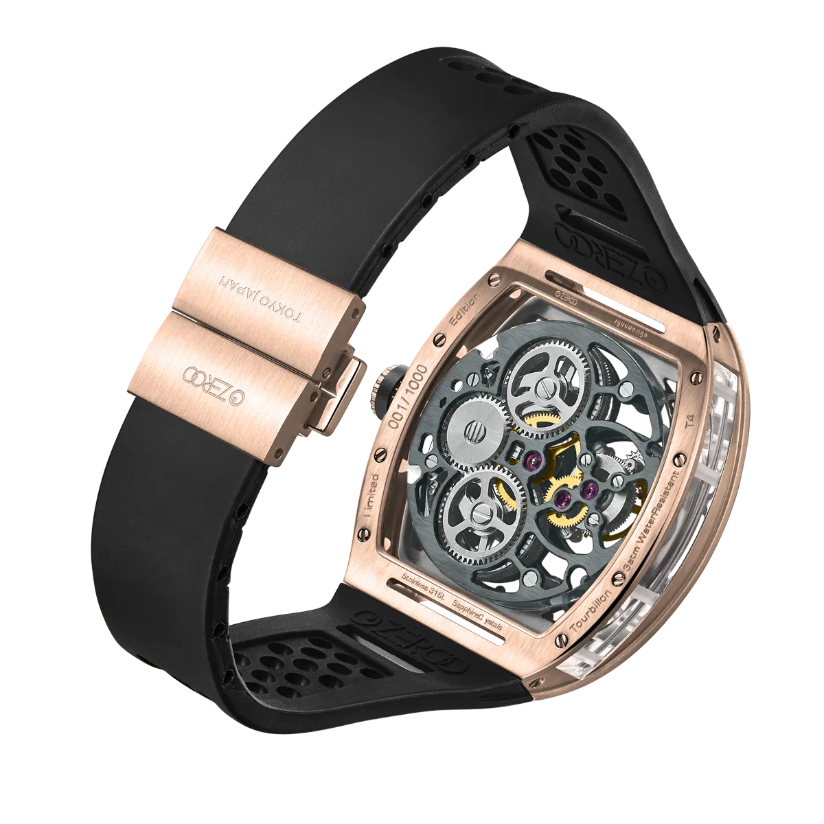 ZEROO T4 THE ARCHER FULL SKELETON TOURBILLONMANUAL TOURBILLON WATCH FOR GENTS - ZT004RBK