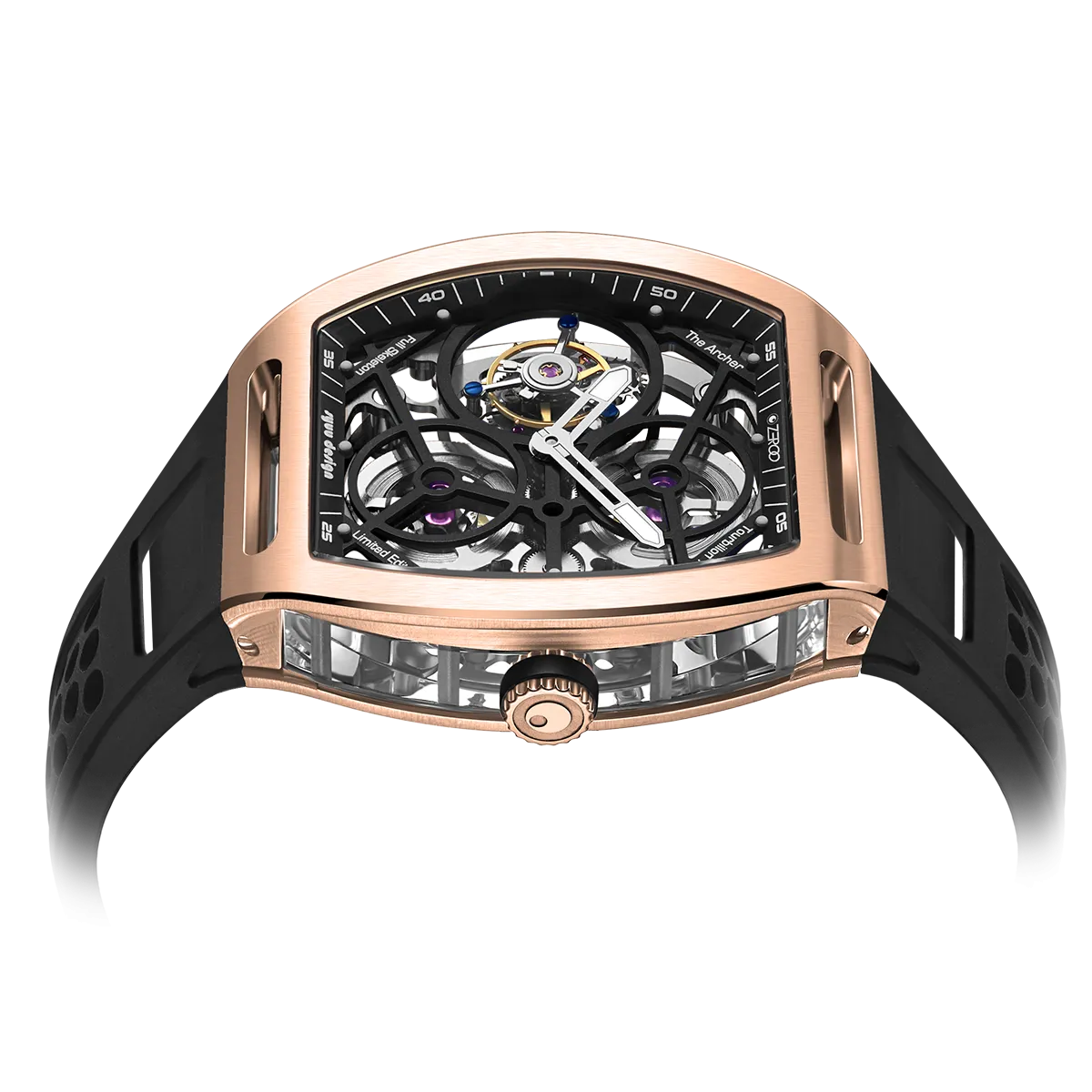 ZEROO T4 THE ARCHER FULL SKELETON TOURBILLONMANUAL TOURBILLON WATCH FOR GENTS - ZT004RBK