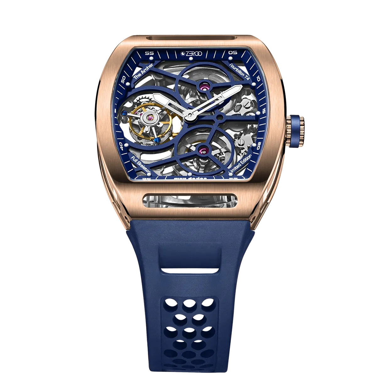 ZEROO T4 THE ARCHER FULL SKELETON TOURBILLONMANUAL TOURBILLON WATCH FOR GENTS - ZT004RBL