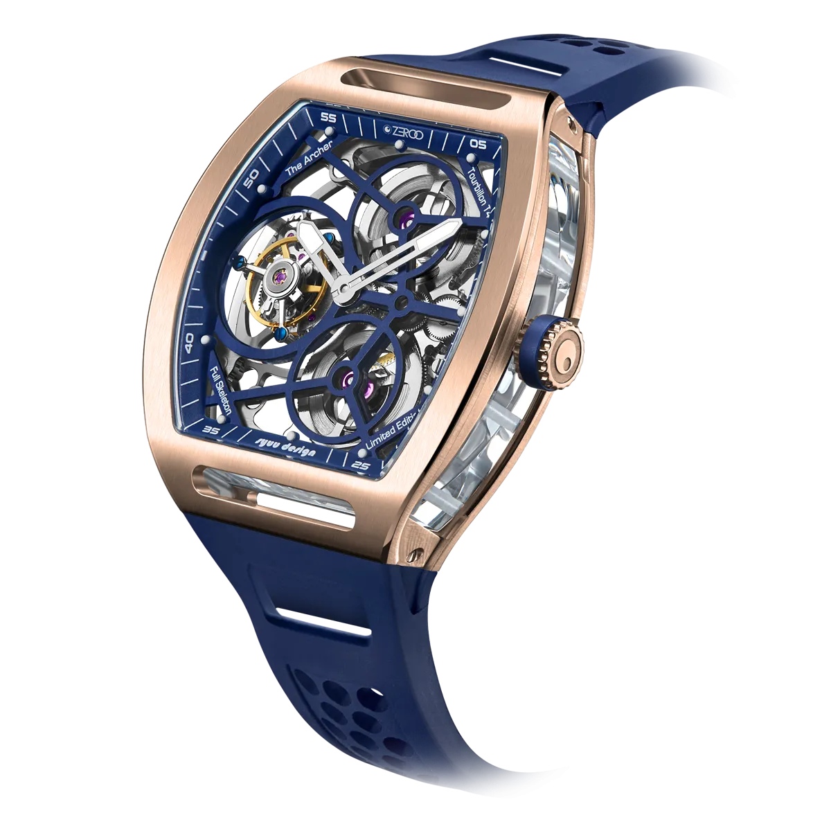 ZEROO T4 THE ARCHER FULL SKELETON TOURBILLONMANUAL TOURBILLON WATCH FOR GENTS - ZT004RBL