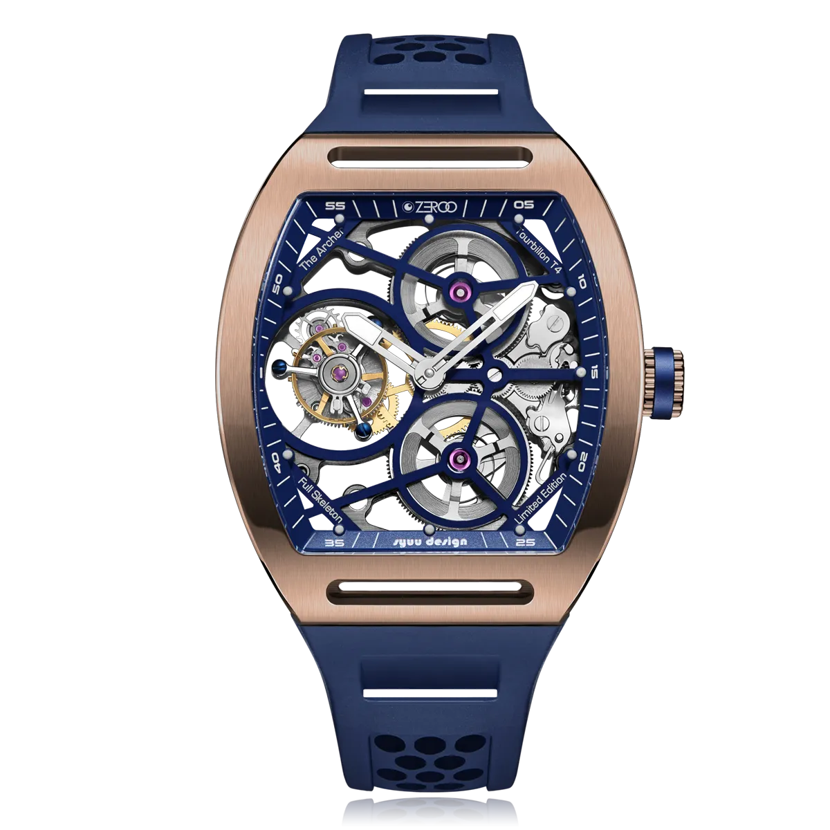 ZEROO T4 THE ARCHER FULL SKELETON TOURBILLONMANUAL TOURBILLON WATCH FOR GENTS - ZT004RBL