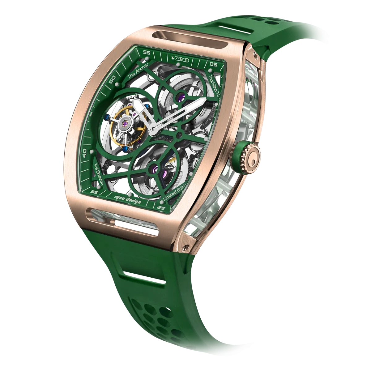 ZEROO T4 THE ARCHER FULL SKELETON TOURBILLONMANUAL TOURBILLON WATCH FOR GENTS - ZT004RGR